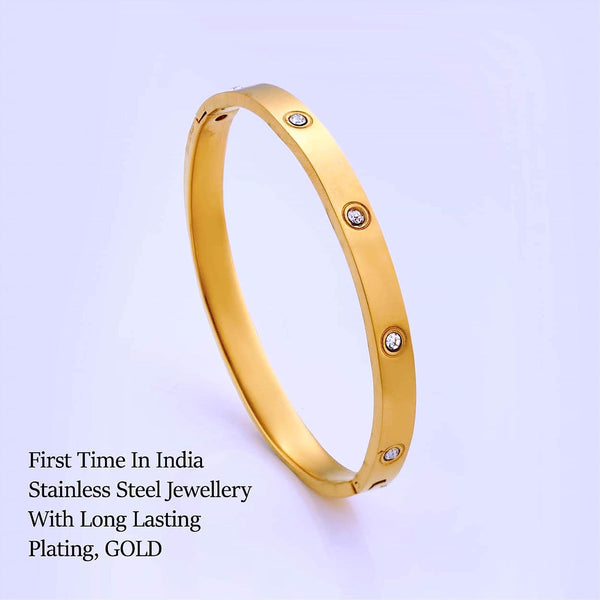 Jewels Kafe Classic Love Gold Plated Mens and Womens Kada Bracelet