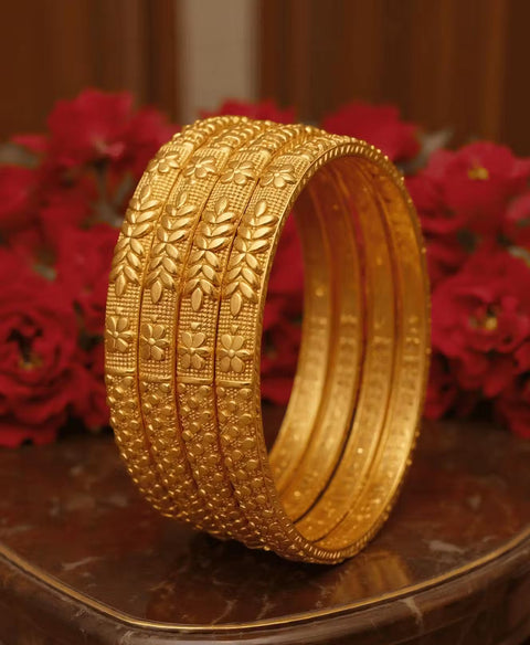 Jewels Kafe Anti-Tarnish Gold Plated Bangle Set of 4 2.10