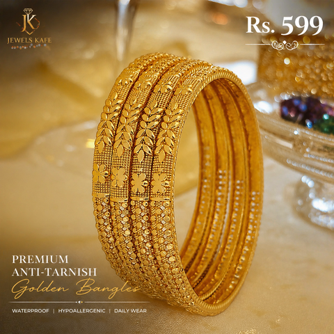 Jewels Kafe Anti-Tarnish Gold Plated Bangle Set of 4
