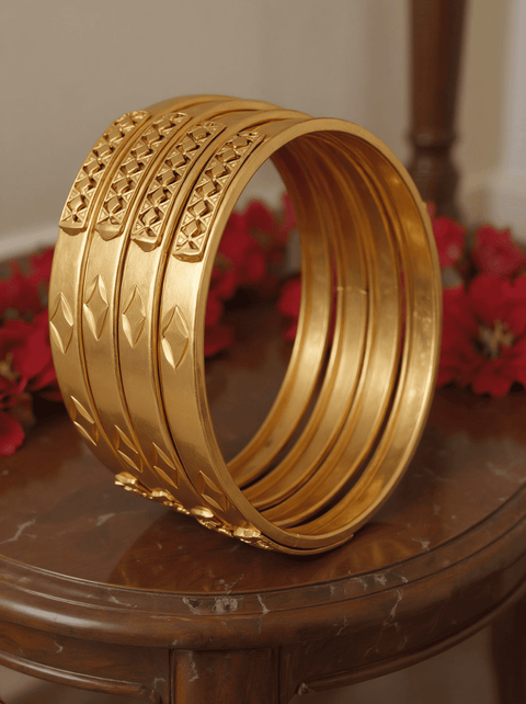 Jewels Kafe Gold Plated Bangle Set of 4 2.10
