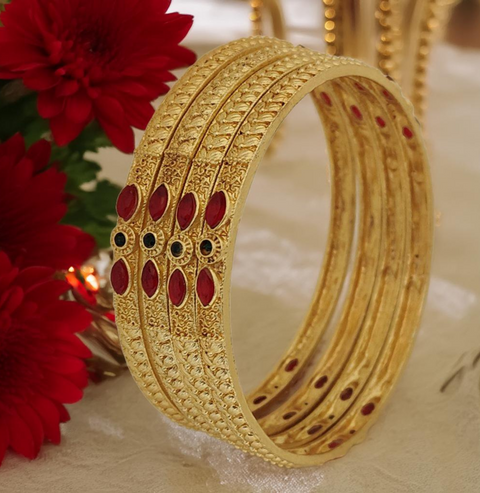 Jewels Kafe Gold Plated Bangle Set of 4 Jewels Kafe