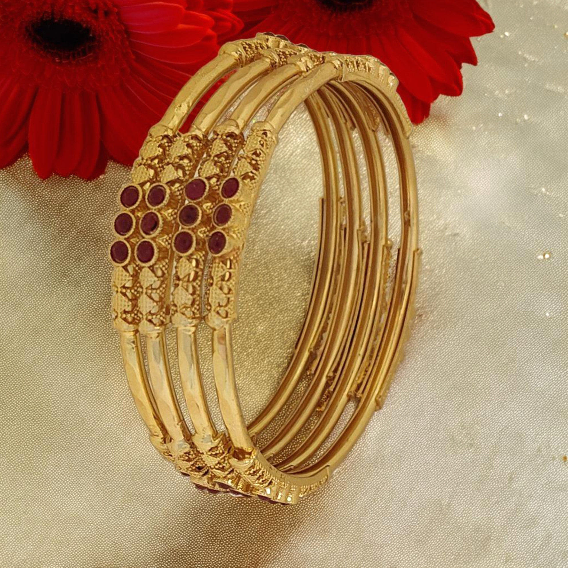 Jewels Kafe Gold Plated Bangle Set of 4