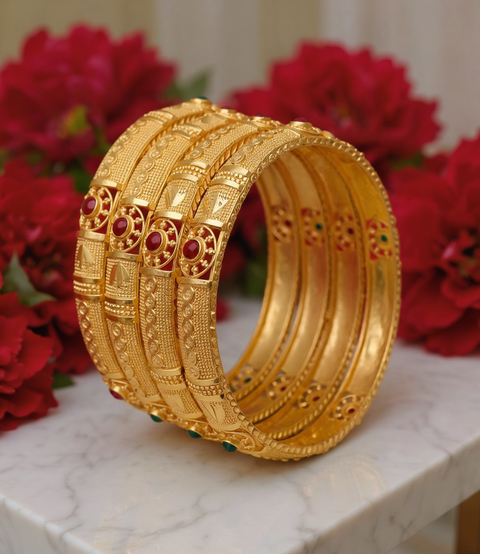 Jewels Kafe Gold Plated Bangle Set of 4 2.10