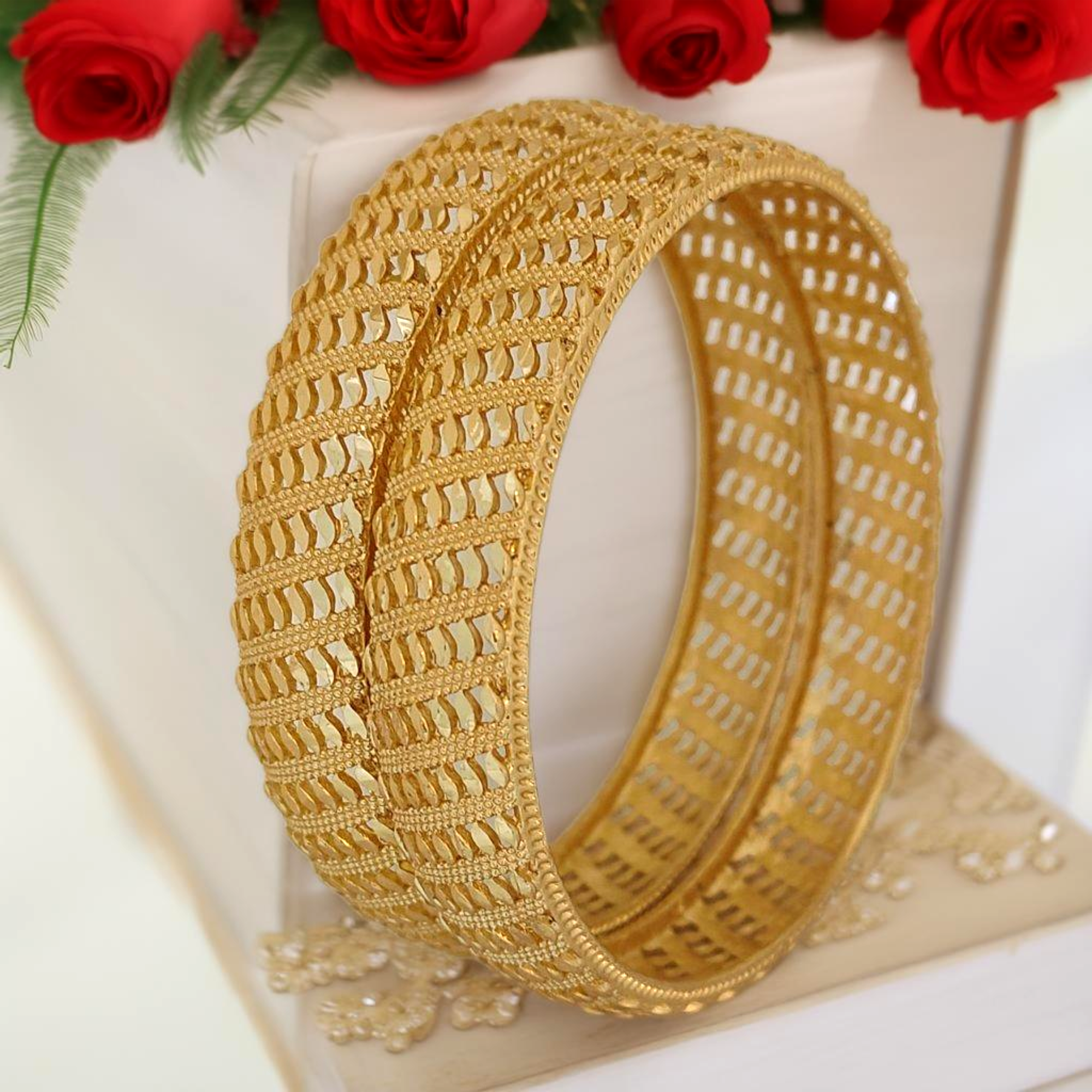 Jewels Kafe Gold Plated Bangle Set 2.10