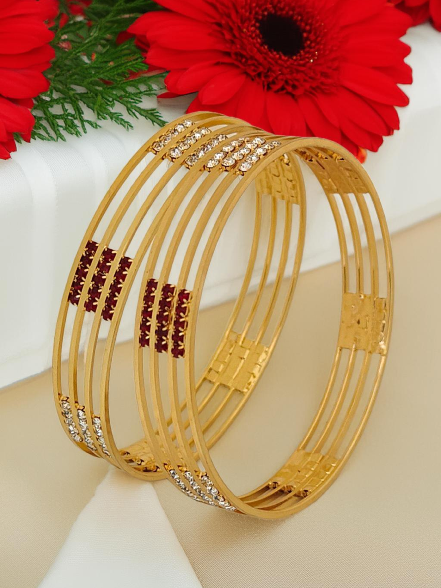 Jewels Kafe Gold Plated Bangle Set
