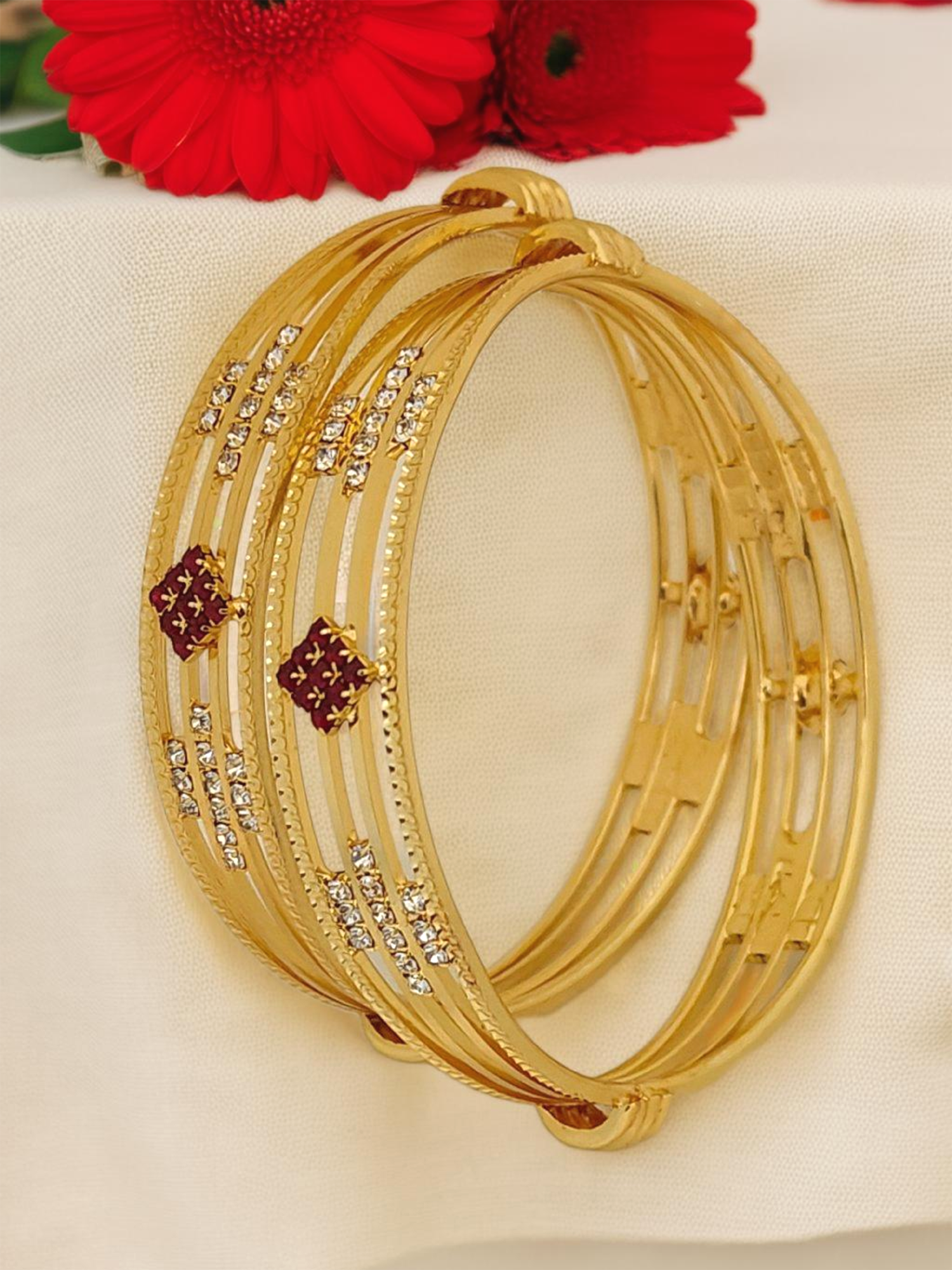 Jewels Kafe Gold Plated Bangle Set 2.10 Main image