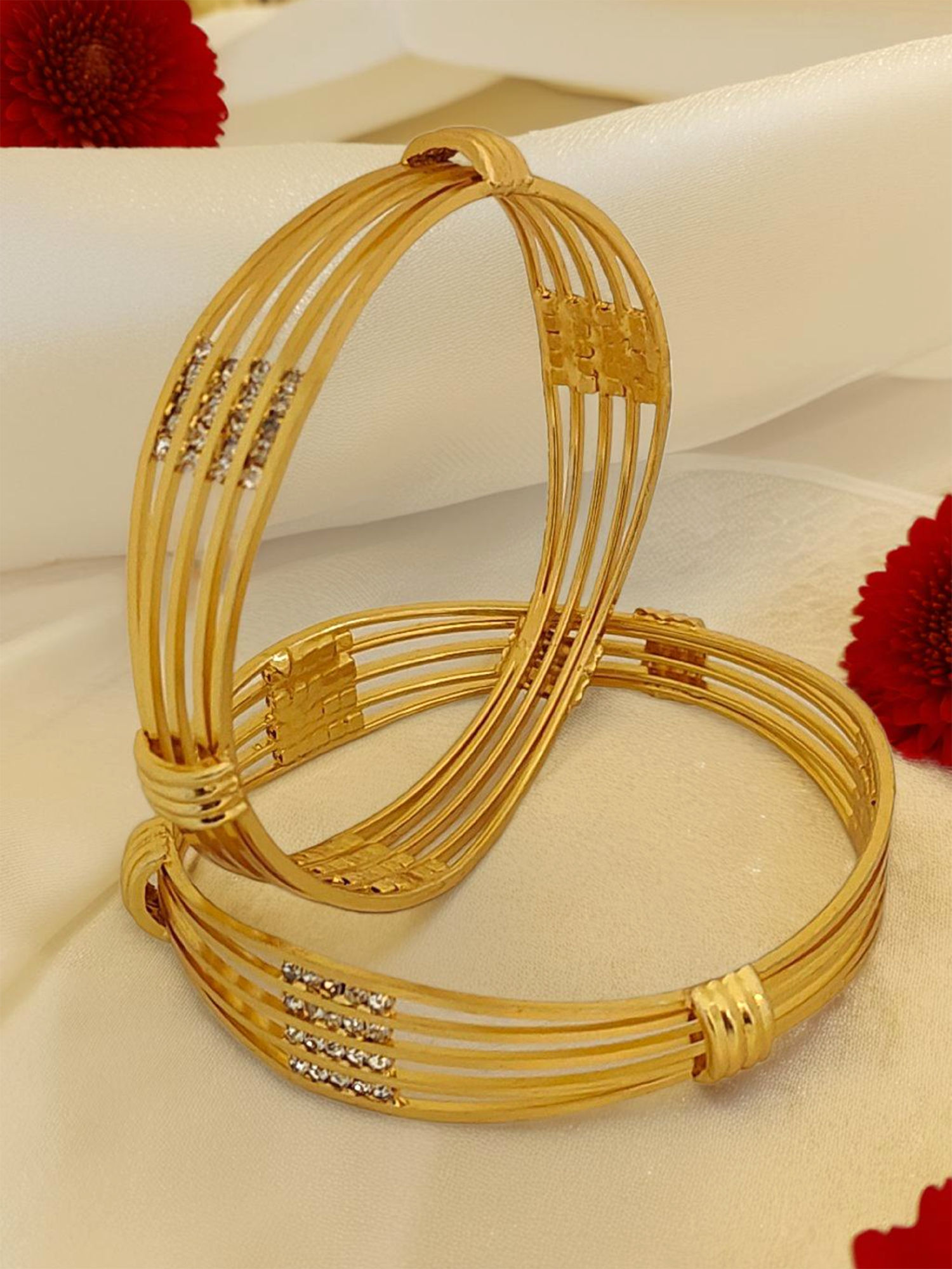 Jewels Kafe Gold Plated Bangle Set Main image