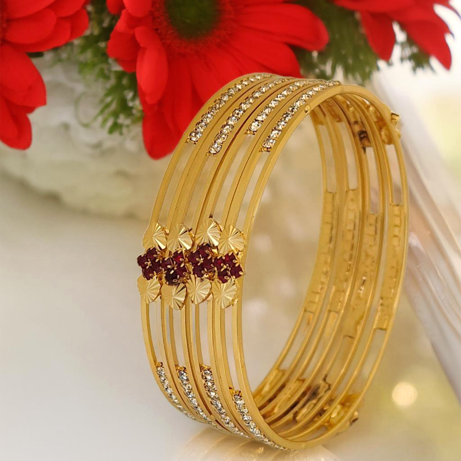 Jewels Kafe Gold Plated Bangle Set of 4 2.10 Main image