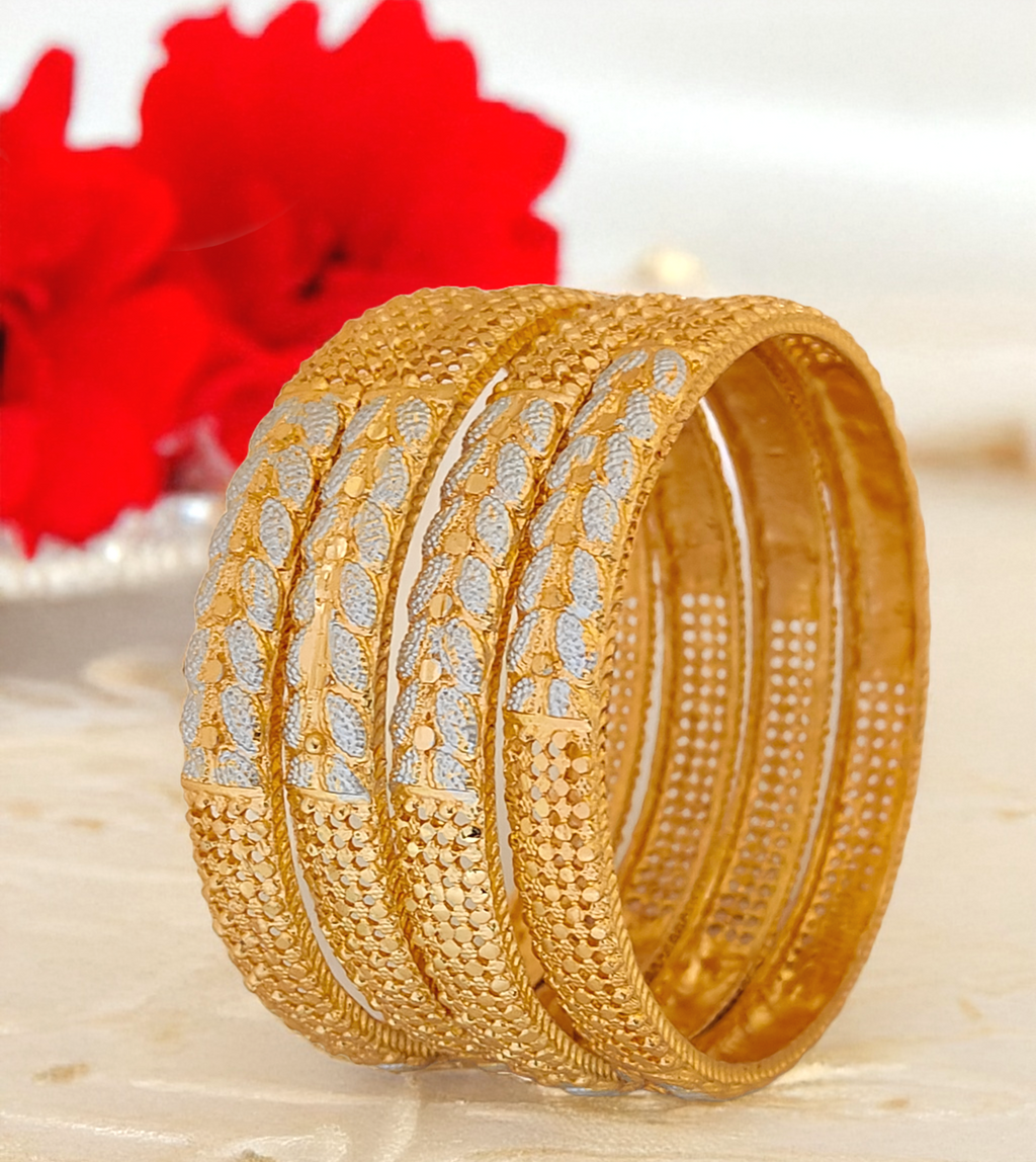 Jewels Kafe Gold Plated Bangle Set of 4 2.8