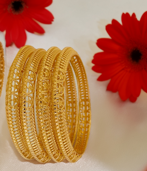 Jewels Kafe Gold Plated Bangle Set of 4 Jewels Kafe