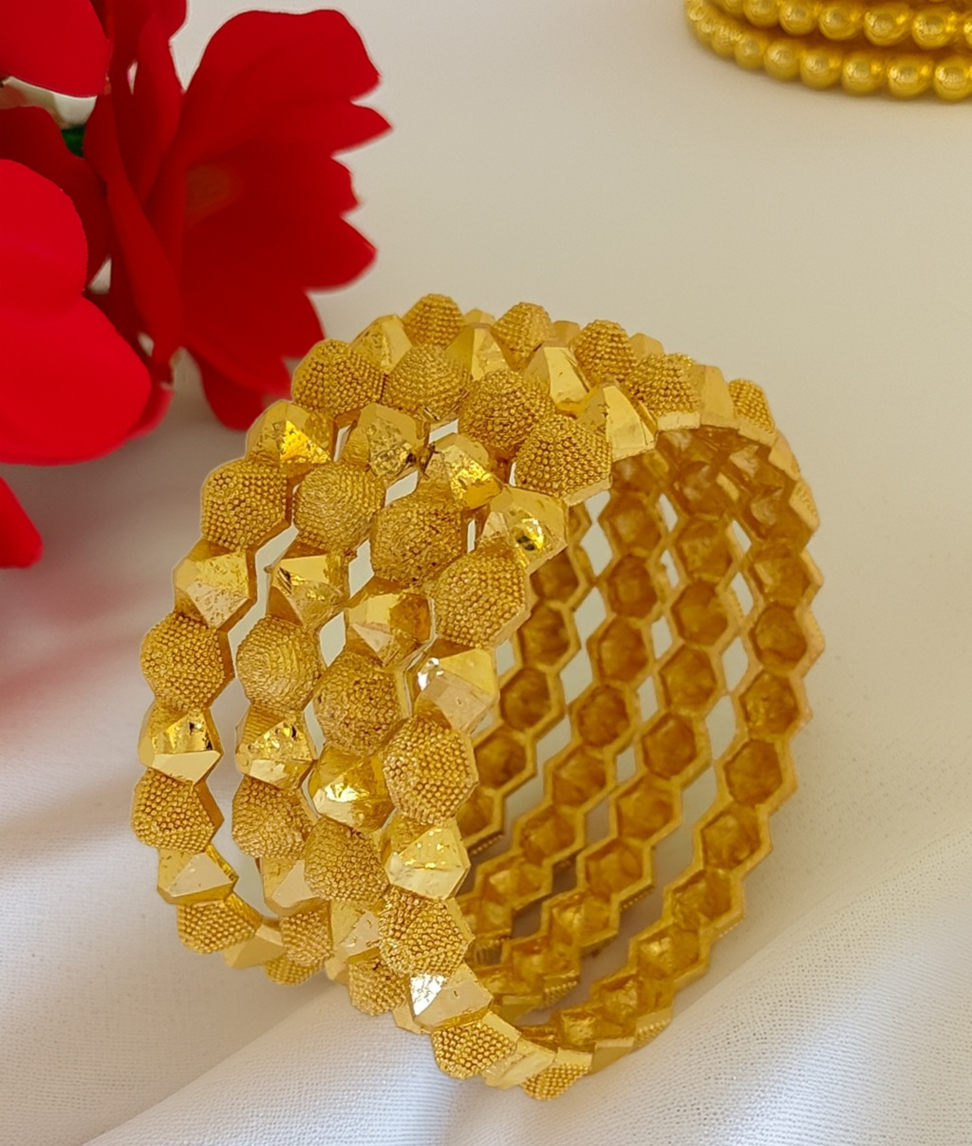 Jewels Kafe Gold Plated Bangle Set of 4 2.8 Main image