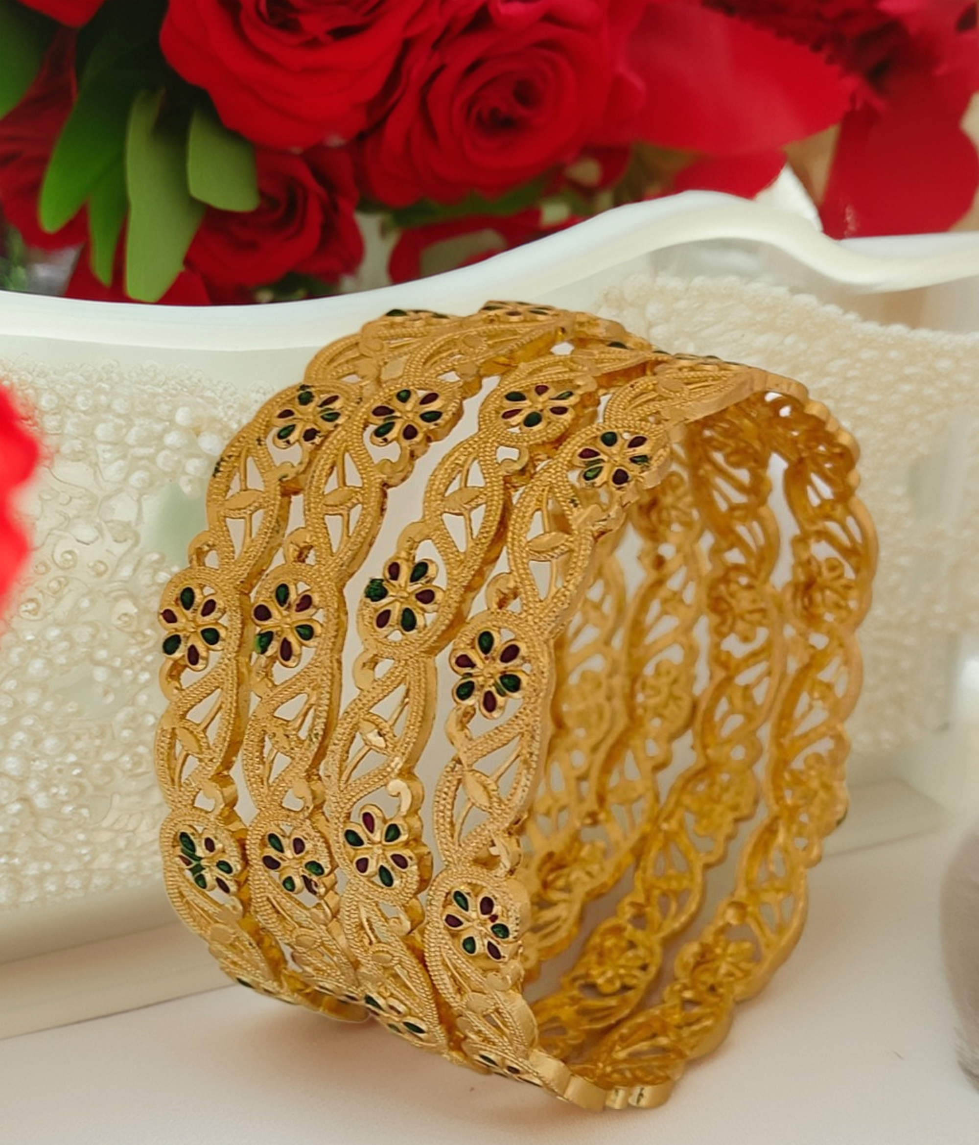Jewels Kafe Gold Plated Bangle Set of 4 2.8