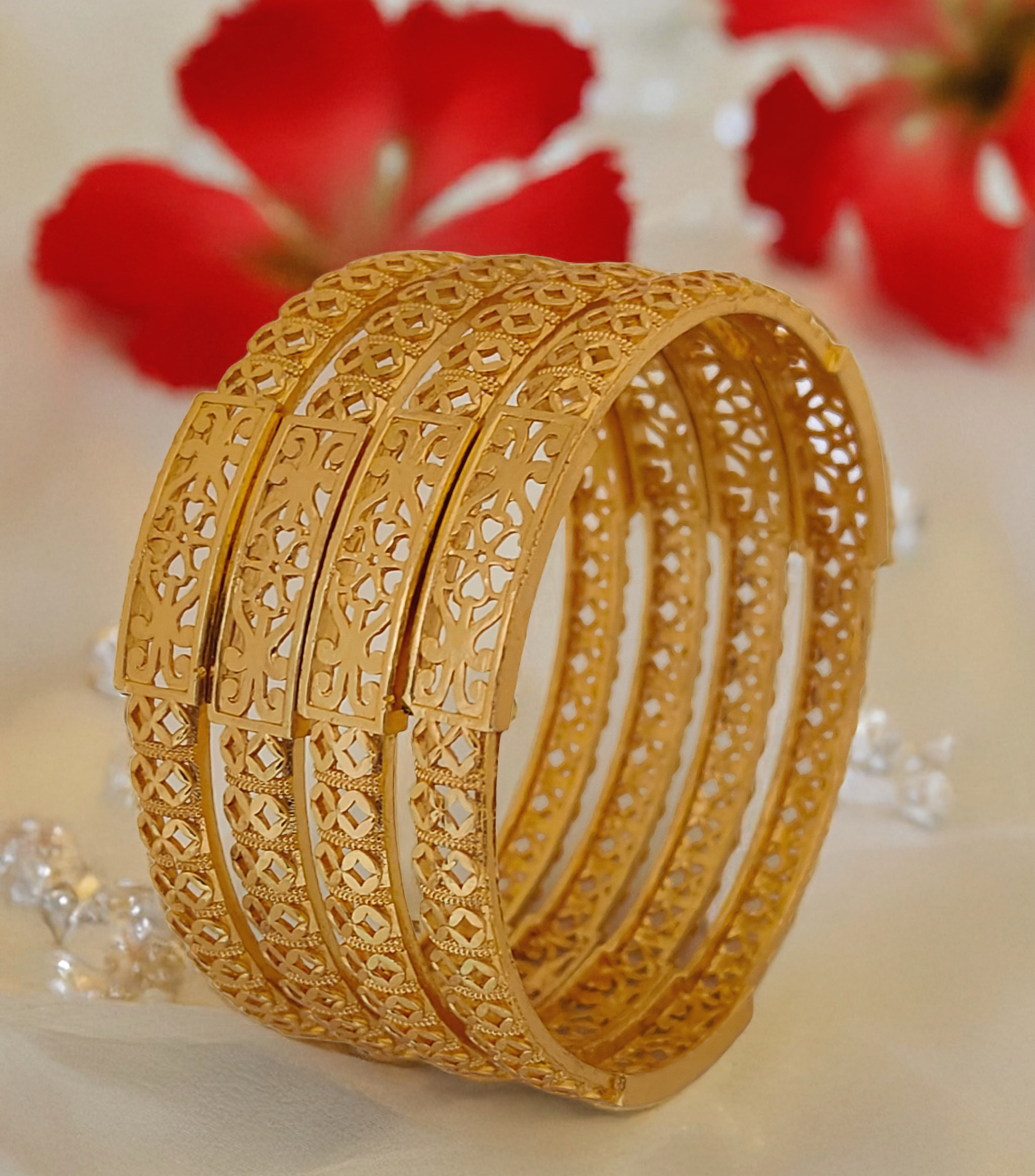Jewels Kafe Gold Plated Bangle Set of 4 2.8