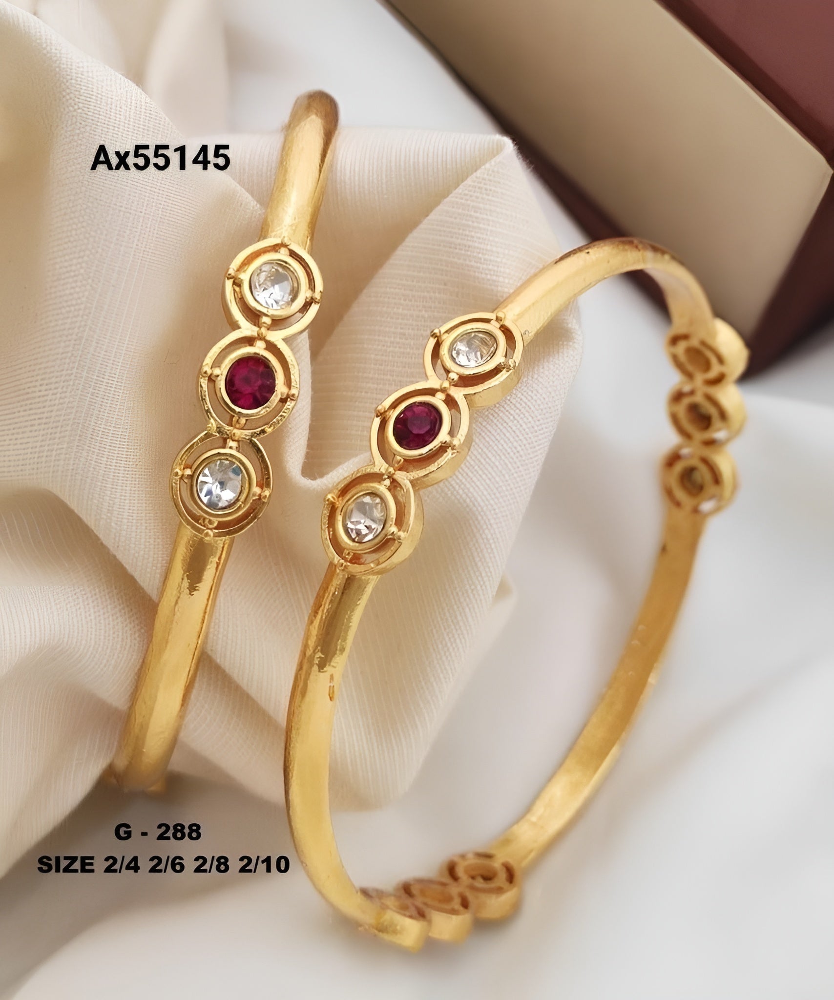 Jewels Kafe Gold Plated Bangle Set of 2 2.10 Main image