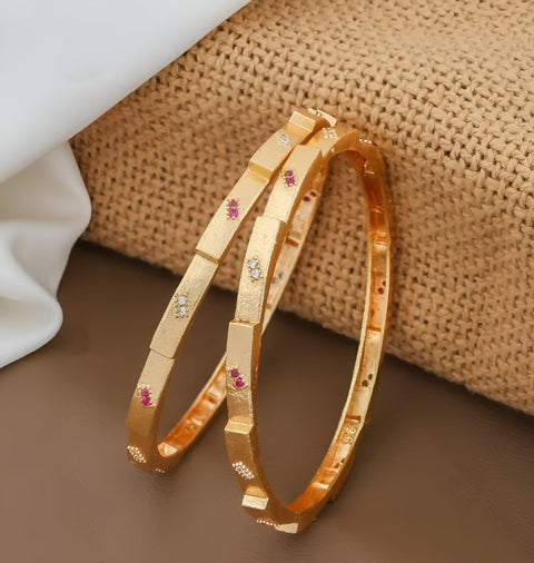 Jewels Kafe Gold Plated Bangle Set of 2 Jewels Kafe