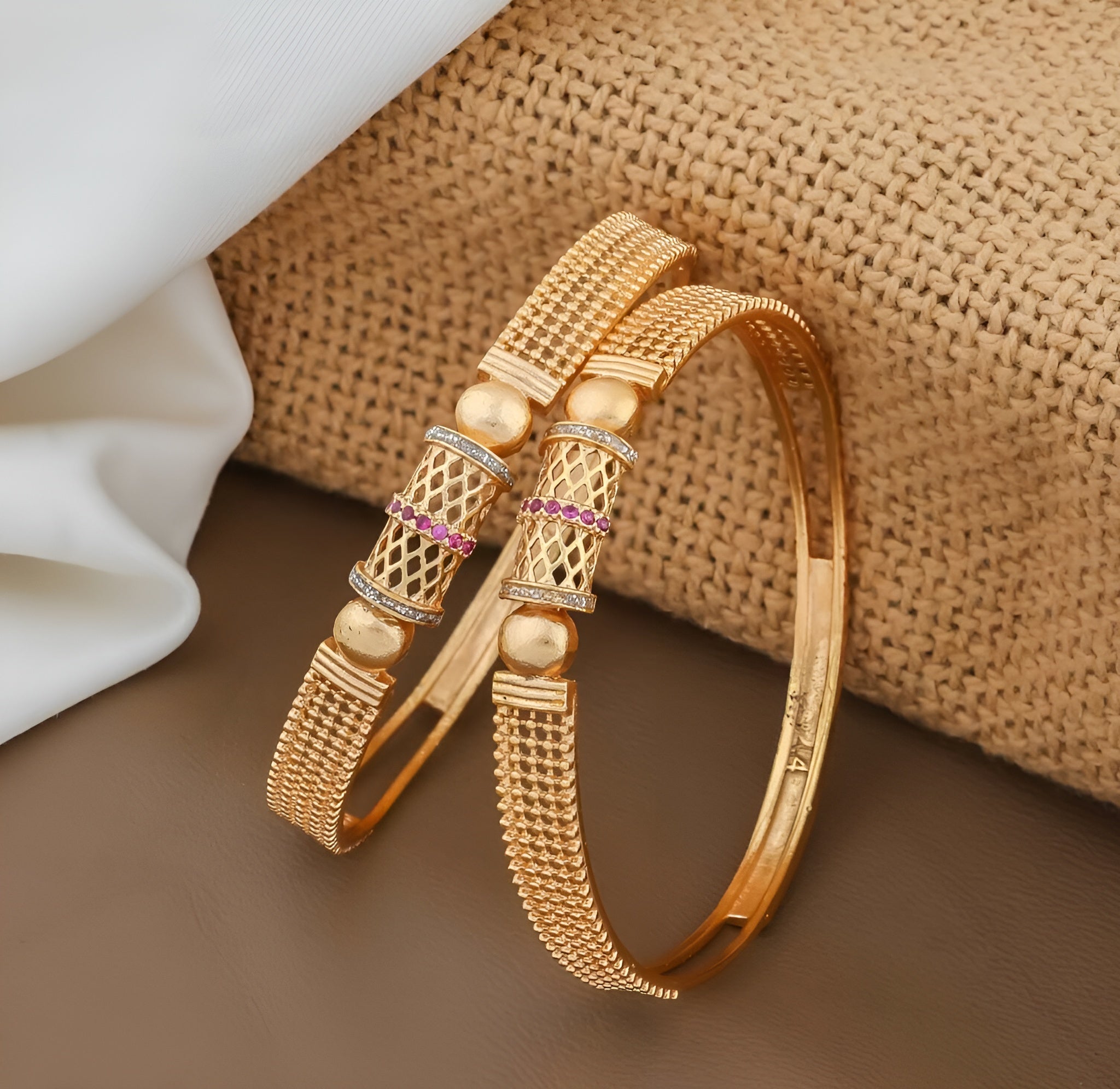 Jewels Kafe Gold Plated Bangle Set of 2 2.8