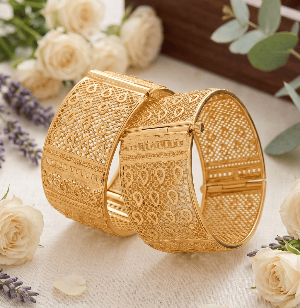 Jewels Kafe Gold Plated Screw Bangle/Kada Set (Pack of 2) Jewels Kafe
