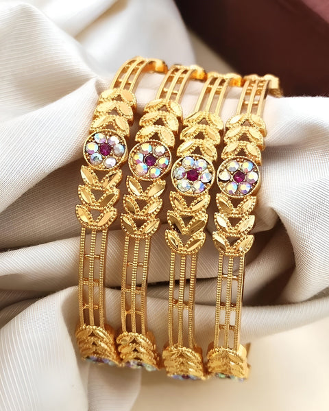 Jewels Kafe Gold Plated Bangle Set of 4 Jewels Kafe