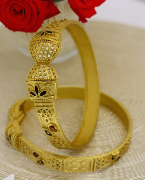 Jewels Kafe Gold Plated Bangle/Kada Set (Pack of 2)