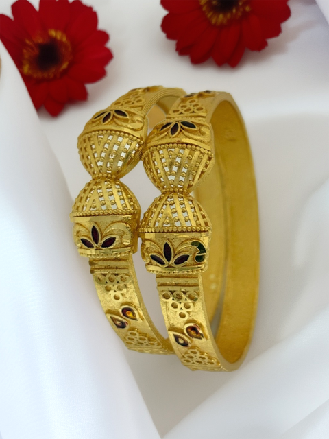 Jewels Kafe Gold Plated Bangle/Kada Set (Pack of 2)