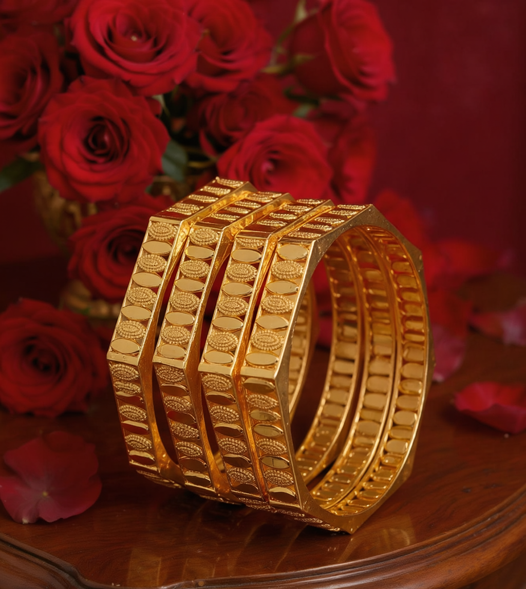 Jewels Kafe Gold Plated Bangle Set (Pack of 4) 2.8