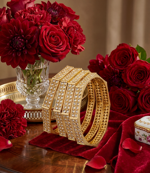 Jewels Kafe Gold Plated Bangle Set (Pack of 4)