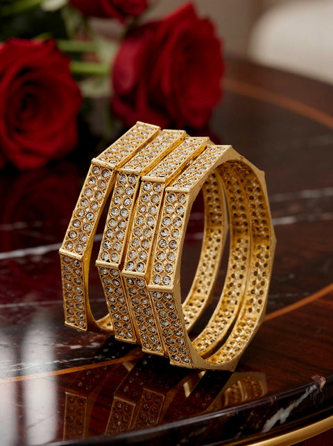 Jewels Kafe Gold Plated Bangle Set (Pack of 4)