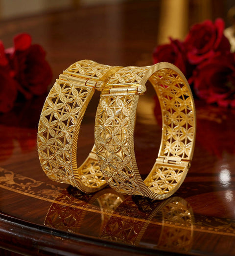 Jewels Kafe Gold Plated Bangle/Kada Set (Pack of 2)