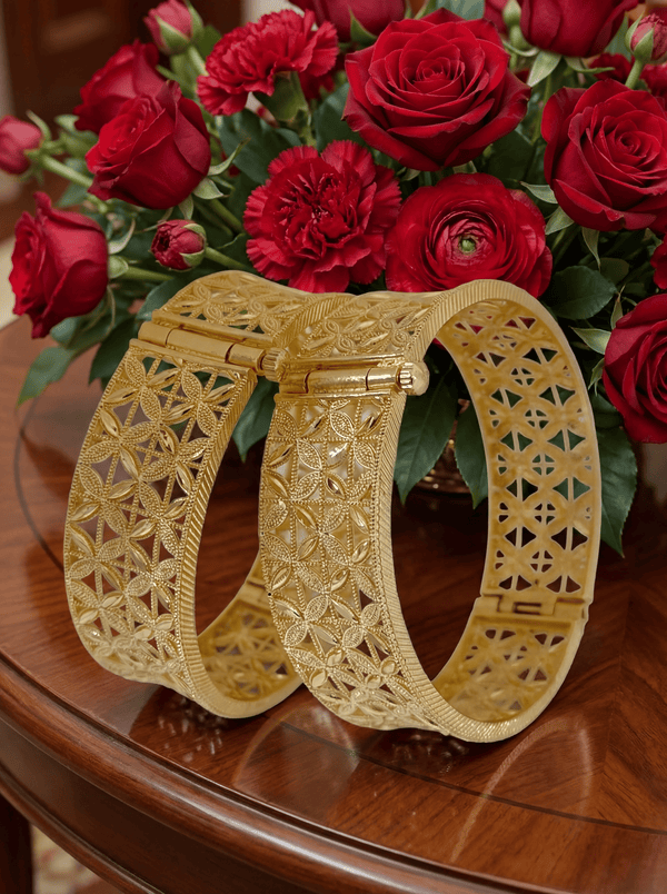Jewels Kafe Gold Plated Bangle/Kada Set (Pack of 2)