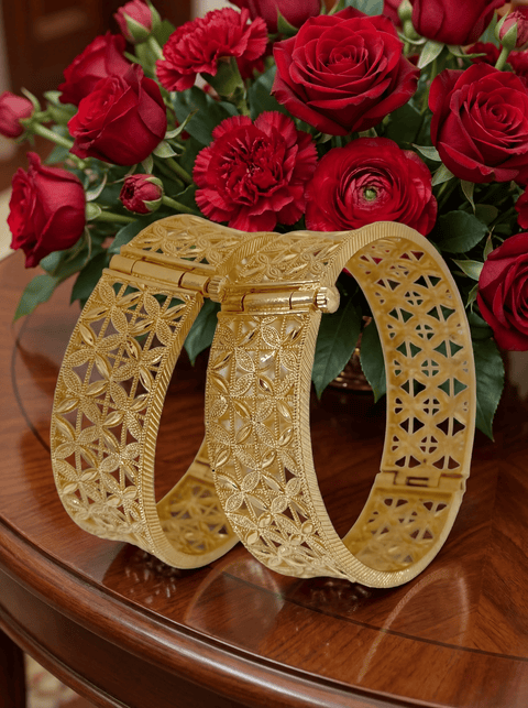 Jewels Kafe Gold Plated Bangle/Kada Set (Pack of 2)