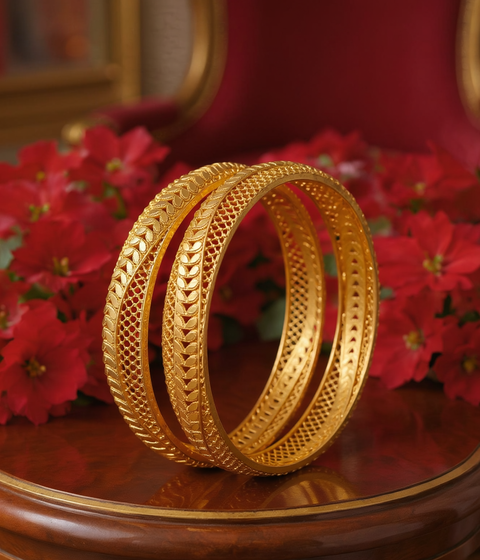 Jewels Kafe Gold Plated Bangle Set of 2