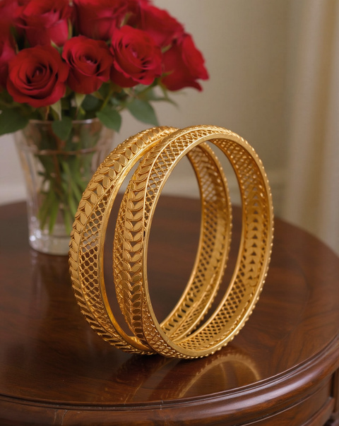 Jewels Kafe Gold Plated Bangle Set of 2