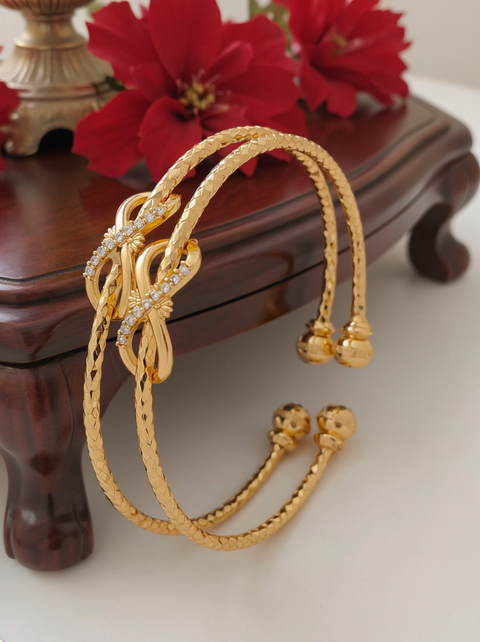 Jewels Kafe Gold Plated Bangle/Kada Set (Pack of 2)
