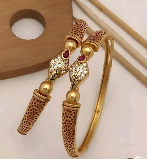 Jewels Kafe Gold Plated Bangle Set of 2 2.8