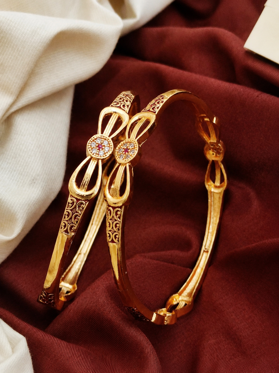 Jewels Kafe Gold Plated Bangle Set of 2 2.8 Main image