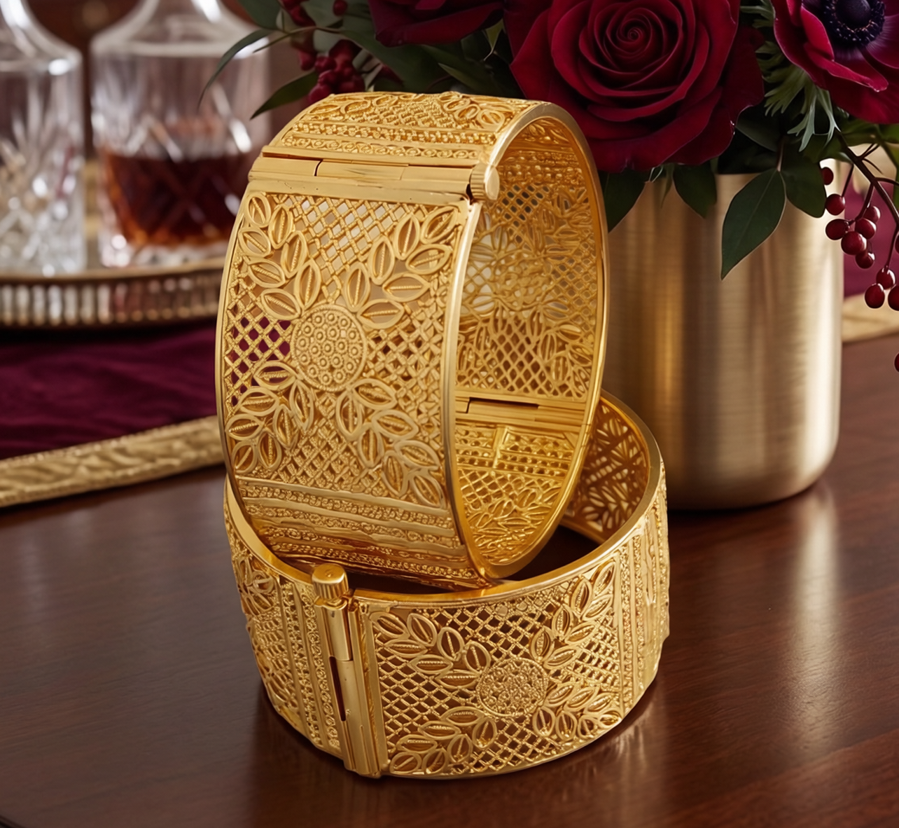 Jewels Kafe Gold Plated Bangle/Kada Set (Pack of 2) Jewels Kafe