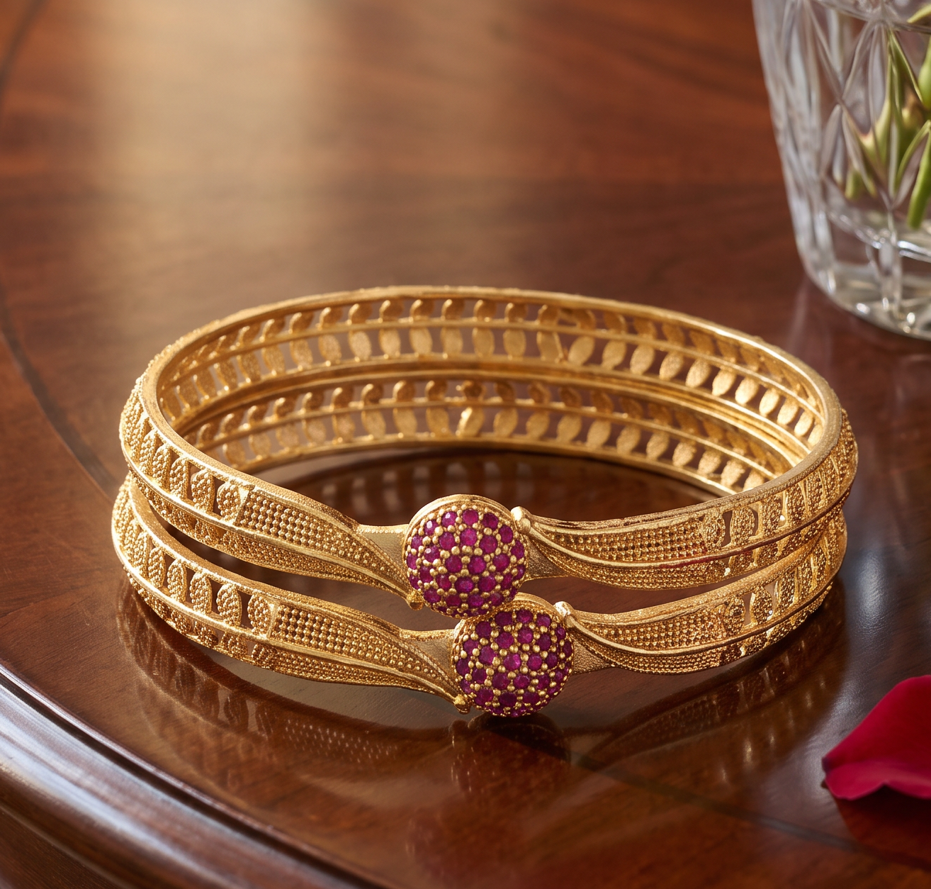 Jewels Kafe Gold Plated Bangle Set of 2 Jewels Kafe