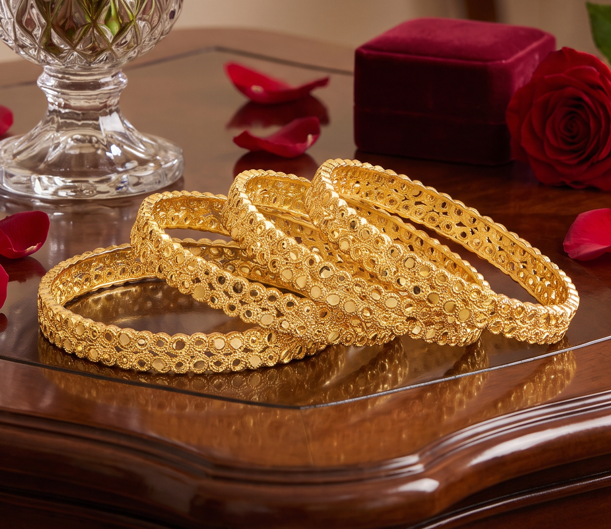 Jewels Kafe Gold Plated Bangle Set (Pack of 4)