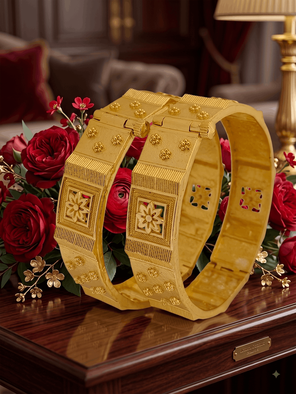 Jewels Kafe Gold Plated Bangle/Kada Set (Pack of 2) Jewels Kafe