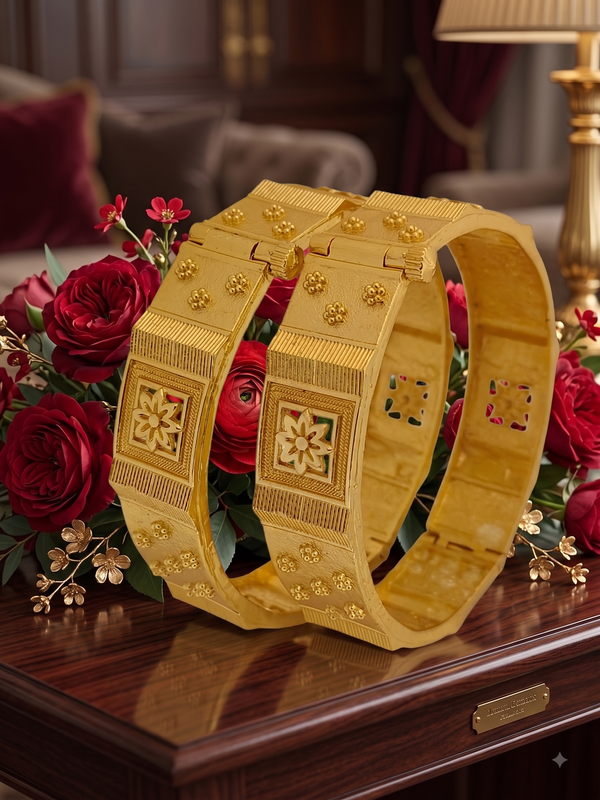 Jewels Kafe Gold Plated Bangle/Kada Set (Pack of 2)