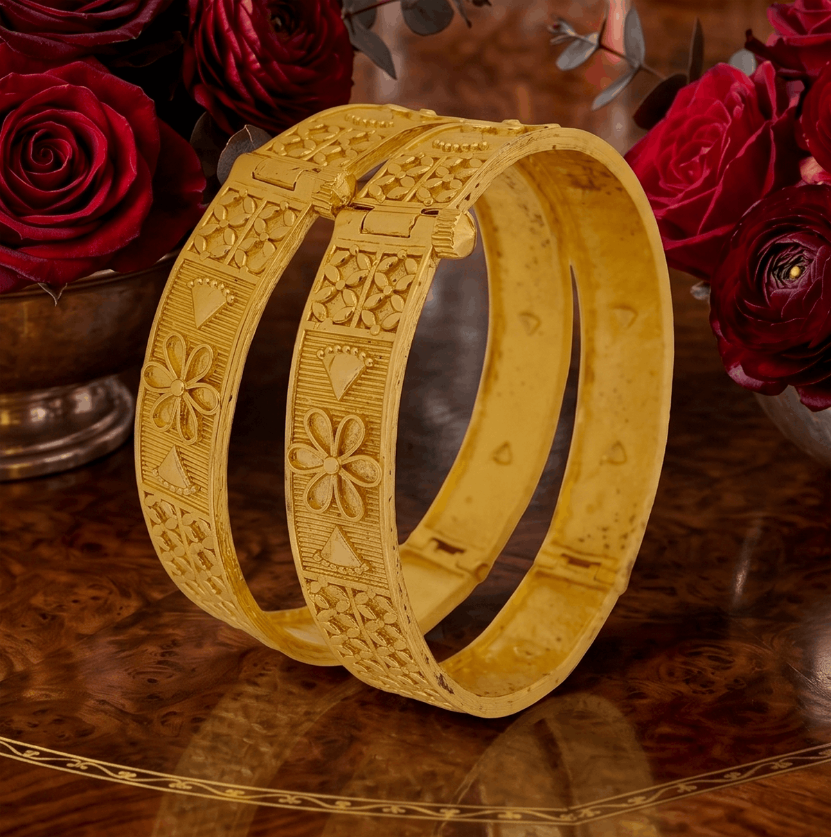 Jewels Kafe Gold Plated Bangle/Kada Set (Pack of 2) Jewels Kafe