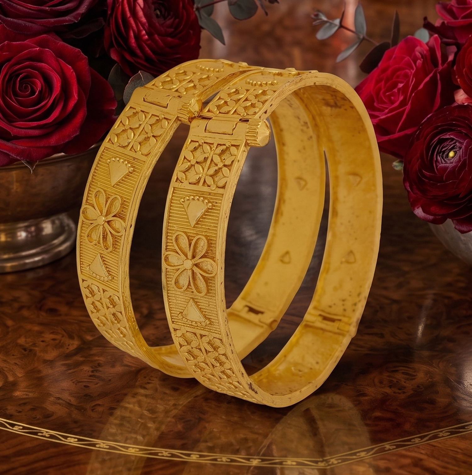 Jewels Kafe Gold Plated Bangle/Kada Set (Pack of 2)