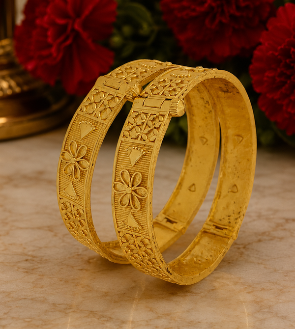 Jewels Kafe Gold Plated Bangle/Kada Set (Pack of 2)