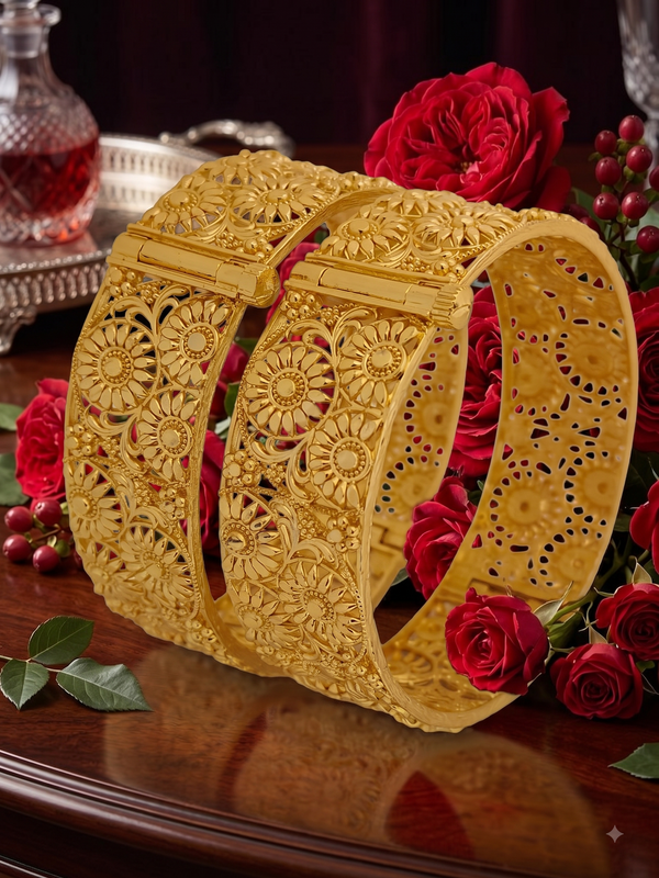 Jewels Kafe Gold Plated Bangle/Kada Set (Pack of 2)