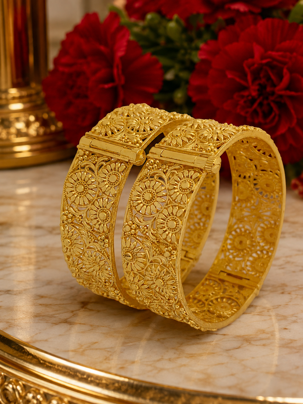 Jewels Kafe Gold Plated Bangle/Kada Set (Pack of 2)