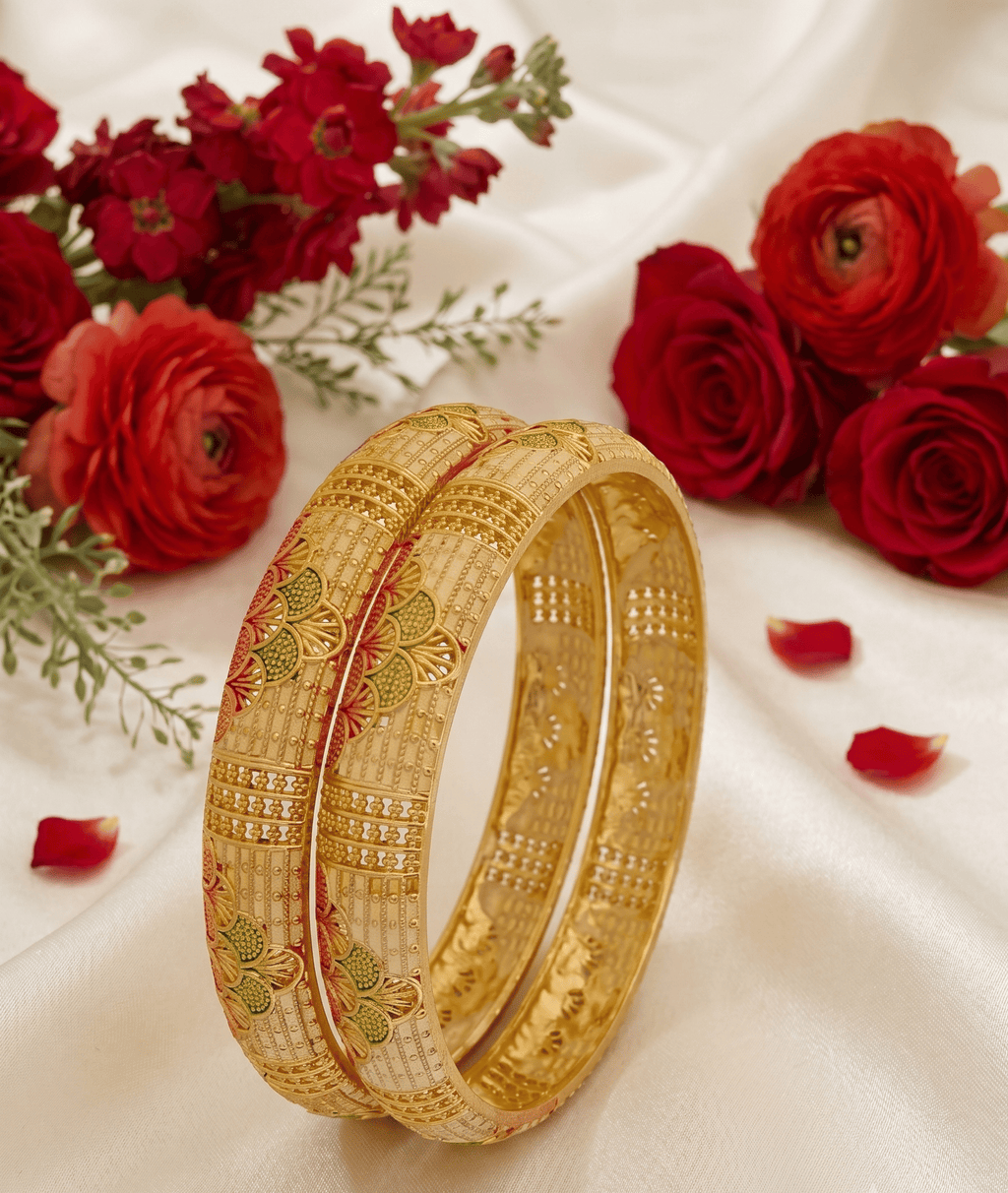 Jewels Kafe Jewels Kafe Gold Plated Designer Floral Bangles Set for Women & Girls Jewels Kafe