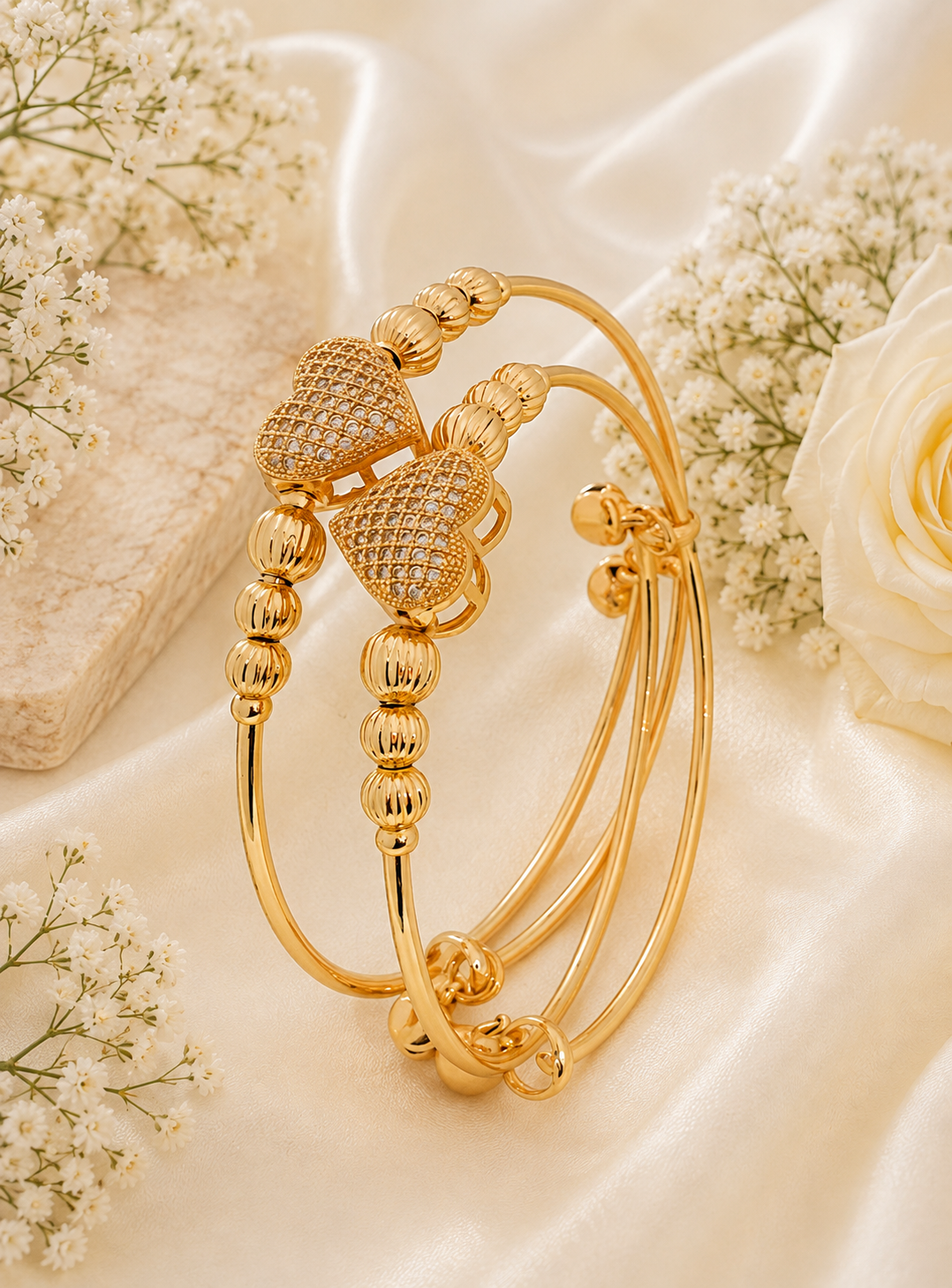 Jewels Kafe Premium Golden Openable Bangles/Kada Set of 2 – Free Size Free Size