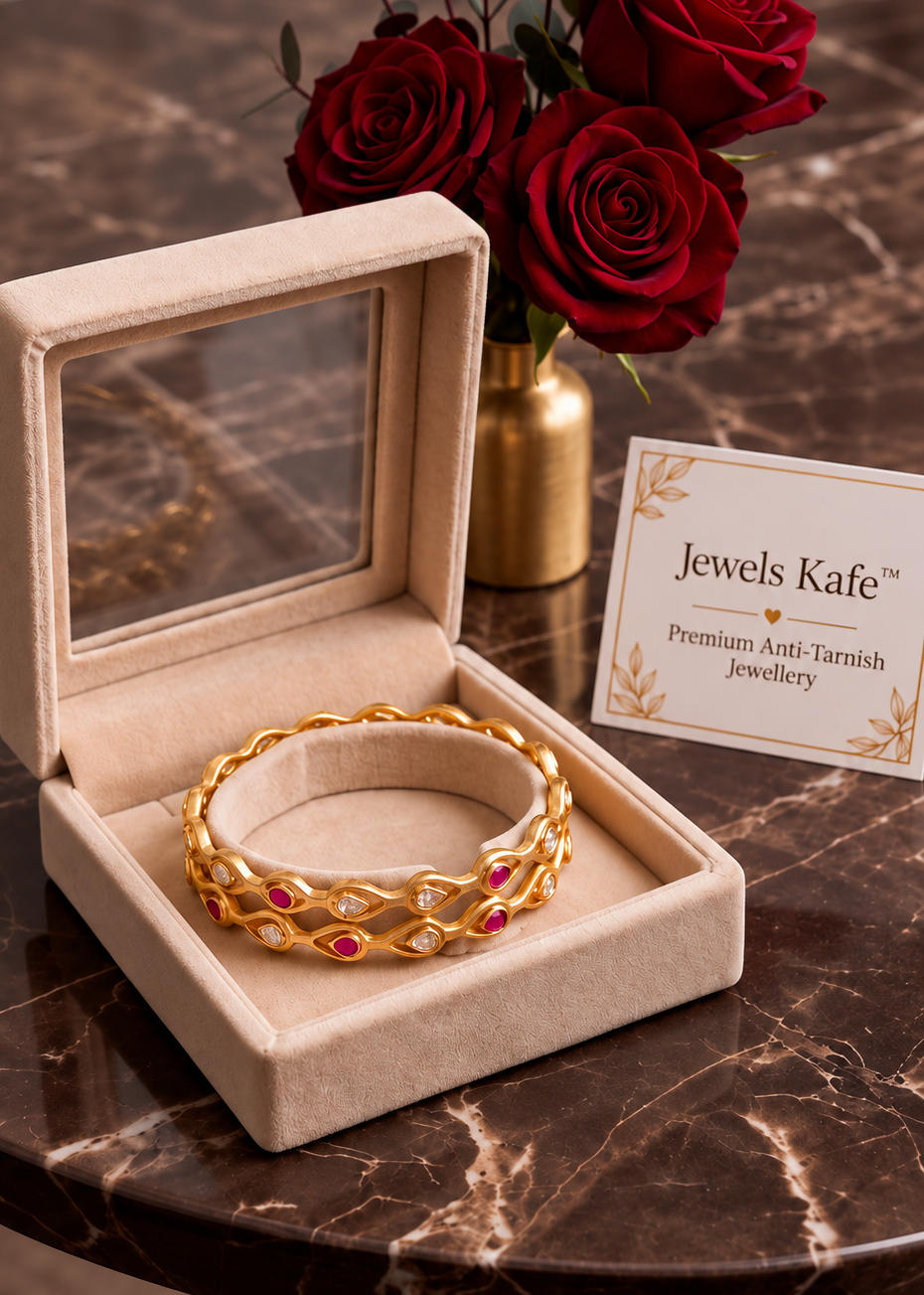 Jewels Kafe Gold Plated Bangle Set of 2 Jewels Kafe
