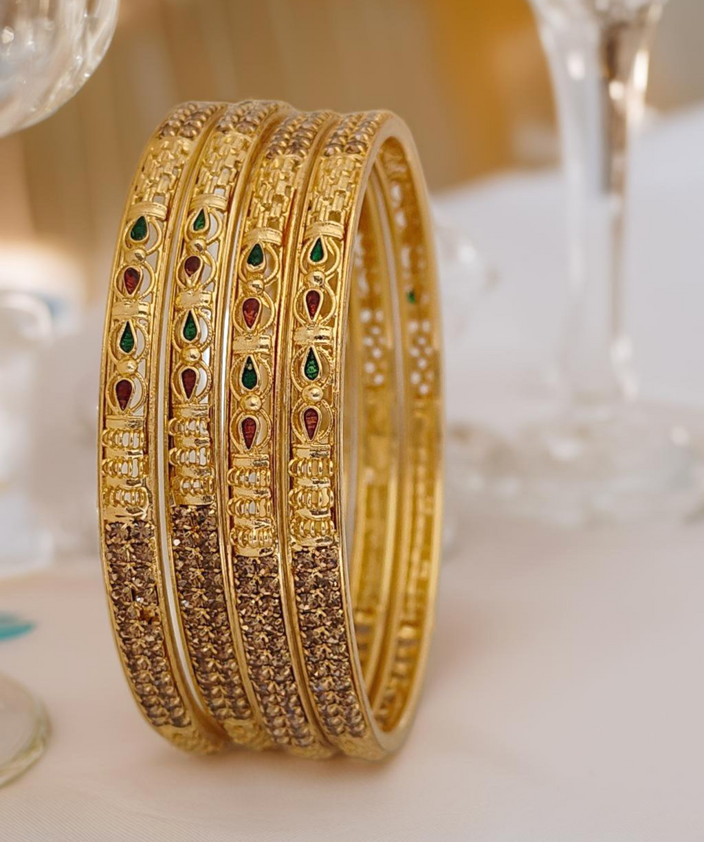 Jewels Kafe Gold Plated Bangle Set (Pack of 4) 2.8
