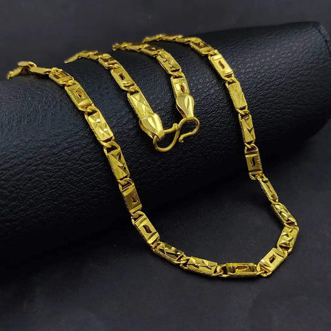 Jewels Kafe 1 gram Stylish Biscuit Men's Chain “20” Inches Gold-plated Chain Jewels Kafe